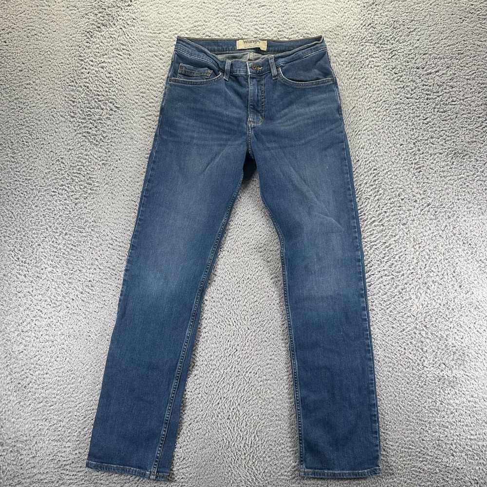 Wrangler Authentics Jeans Mens 30x32 Blue Denim Straight Faded Workwear Stretch